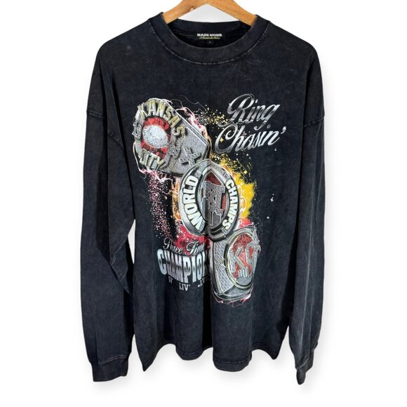 Made Mobb Kansas City Chiefs 'Ring Chasin' Longsleeve in Black Mens LG - Picture 1 of 10